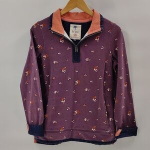 Fat Face Airlie Sweatshirt Sz 4 Pullover Quarter Zip Purple Long Sleeve Cotton